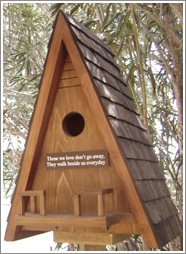 Custom Built A-frame Bird House with Plaque
